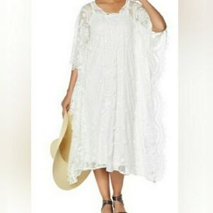 Sheer lace midi caftan 1X